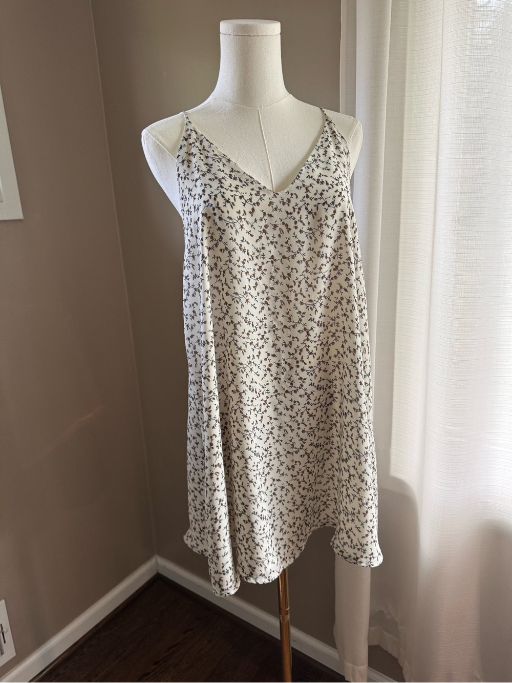 Cream Floral Mini Slip Dress